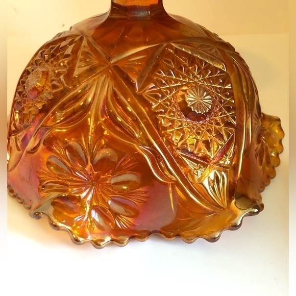 Pedestal Fruit Bowl - Marigold Carnival Glass - Picture 6 of 8